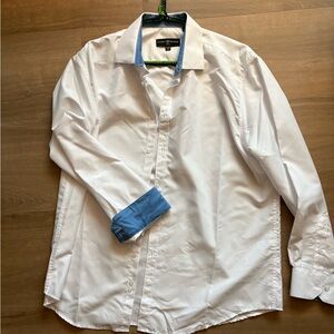 White Dress Shirt with Blue Details